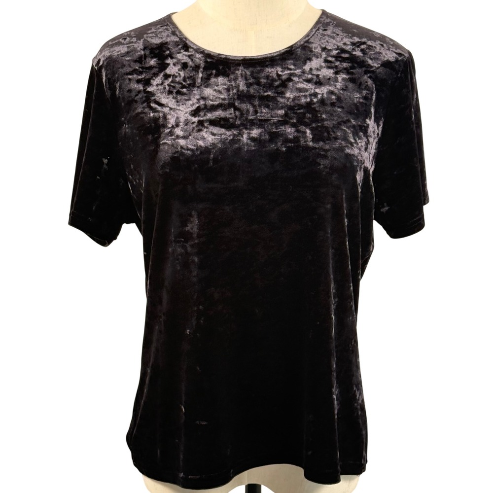 Vintage Hillard & Hanson L Crushed Velvet Top Short Sleeve Whimsigoth 90s Y2K